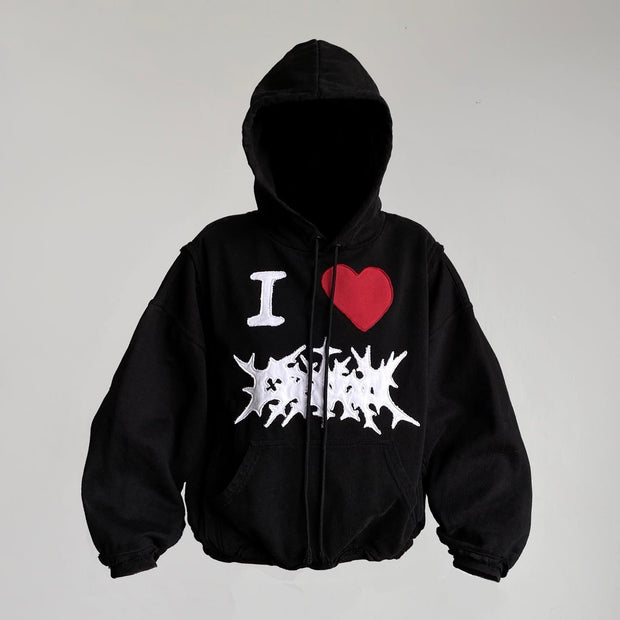 Love print casual street sports cotton hoodie