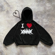 Love print casual street sports cotton hoodie