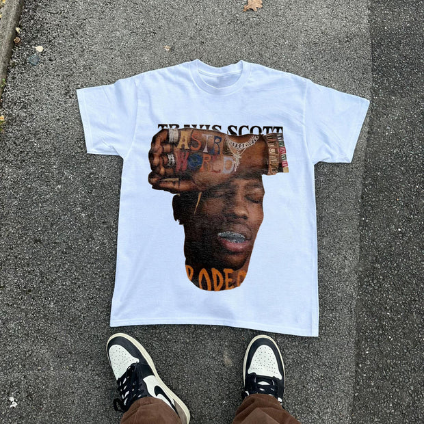 Personalized street style printed crew neck T-shirt