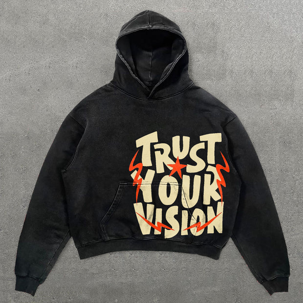 Trust You Vision Letters Print Long Sleeve Hoodies