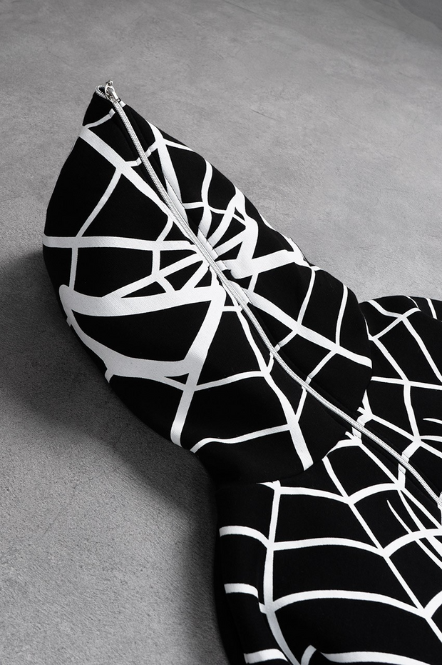Spider print full zip hoodie