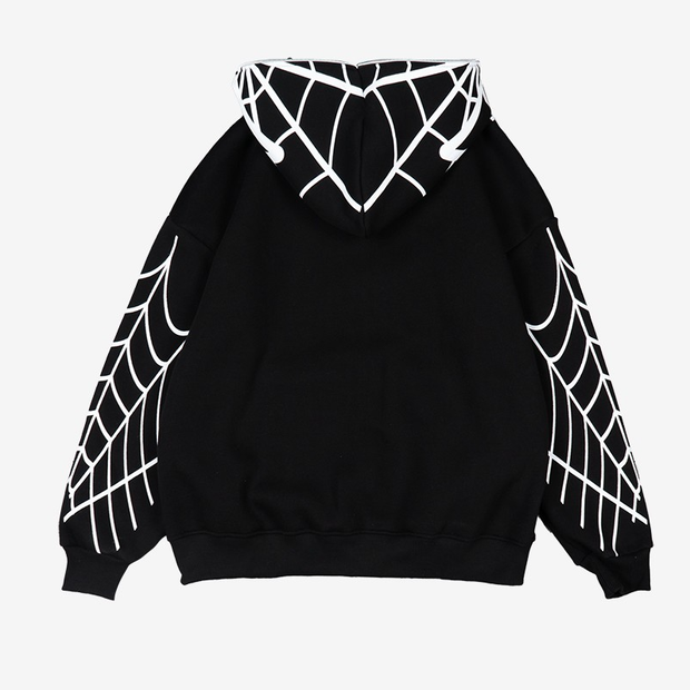 Spider print full zip hoodie