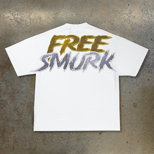 Free Smurk Print Short Sleeve T-Shirt