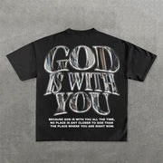 God Is With You Print Short Sleeve T-Shirt