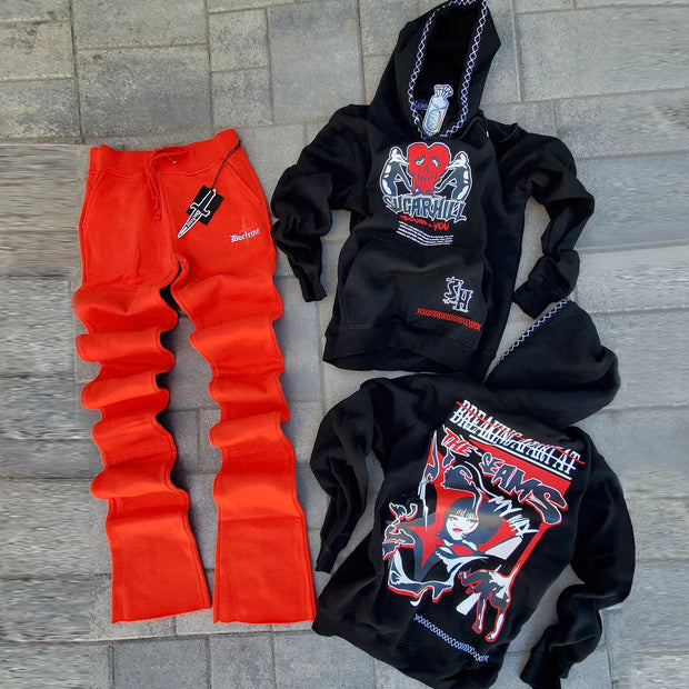 Retro Fashion Printed Graphic Hoodie Set of Two
