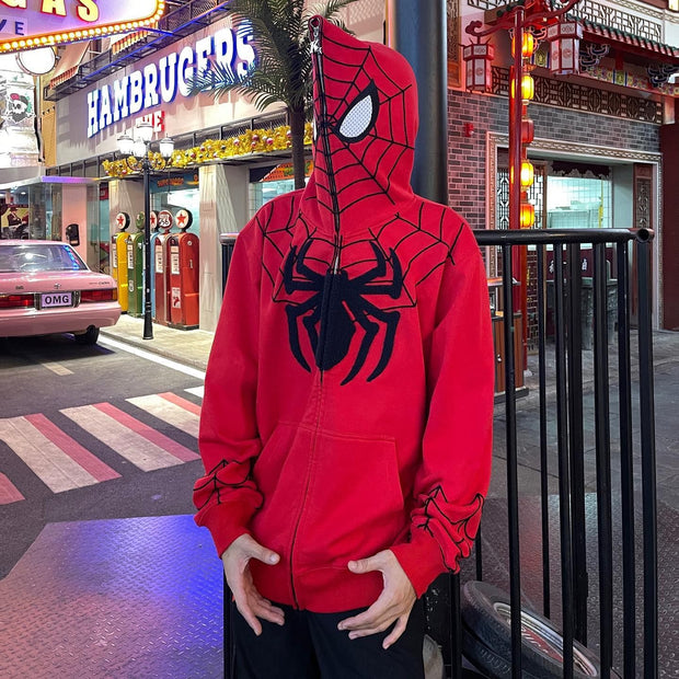 Trendy brand personalized Spider-Man full zip hoodie