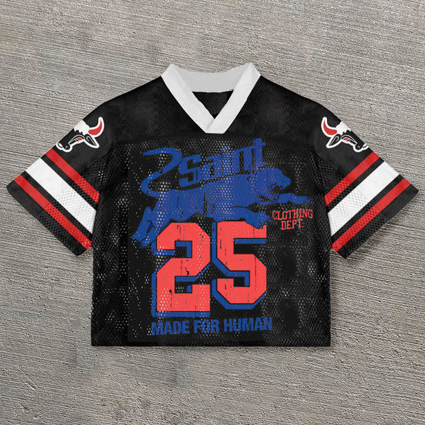 Cheetah casual street stitching mesh jersey