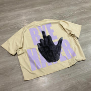 Hand gesture print crew neck T-shirt