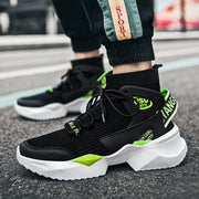 Casual sports shoes dad men's shoes flying woven thick sole inner heightening socks boots