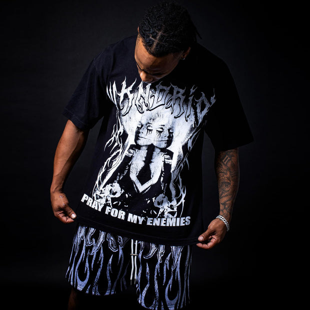 Split Personality T-shirt Mesh Shorts Two-Piece Set