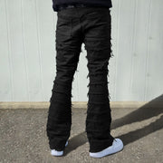 Destroy raw edge denim hip-hop trendy trousers