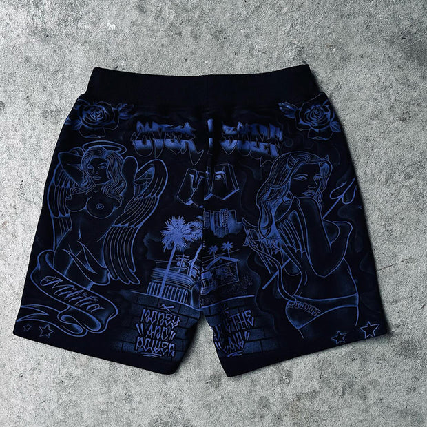 Retro personality hand-painted pattern shorts