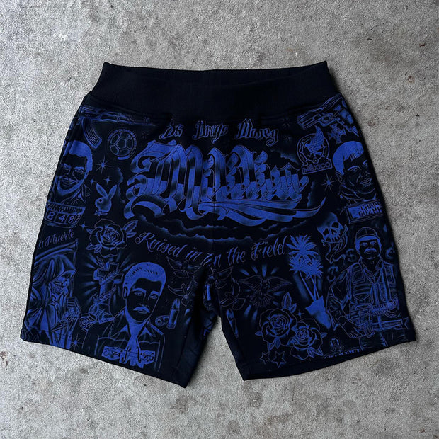 Retro personality hand-painted pattern shorts