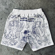 Retro personality hand-painted pattern shorts