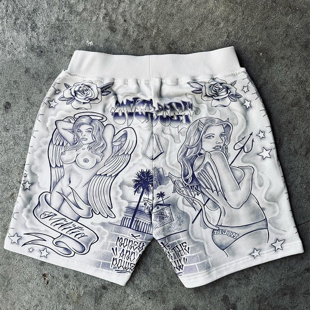 Retro personality hand-painted pattern shorts