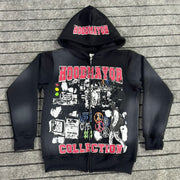 Collection Print Long Sleeve Zipper Hoodies