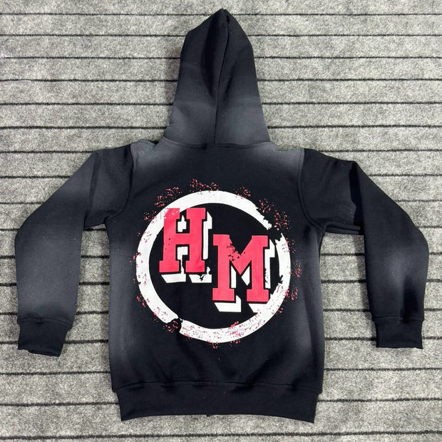 Collection Print Long Sleeve Zipper Hoodies