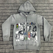 Collection Print Long Sleeve Zipper Hoodies