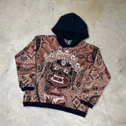 Retro casual fashion brand contrast tapestry hoodie