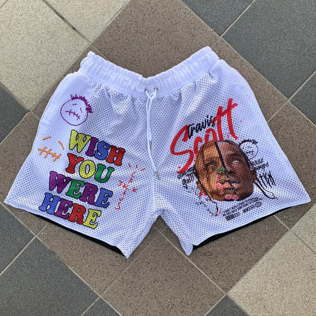 Your Wish Casual Street Retro Skateboard Mesh Shorts