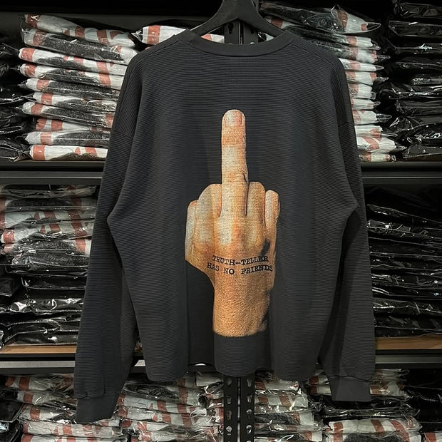 Fashion Gesture Print Long Sleeve Sweatshirt