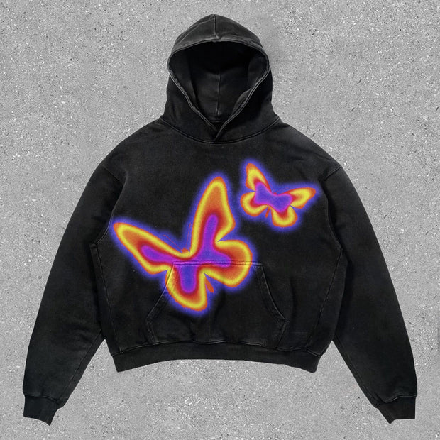 Trendy Butterfly Print Hoodie