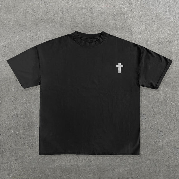With God I Win Print Short Sleeve T-Shirt