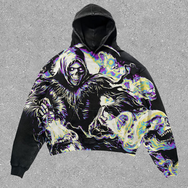 vintage skull print hoodie