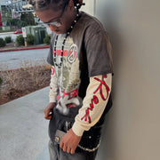 Stop the War Casual Street Retro Stitching Long Sleeve T-Shirt