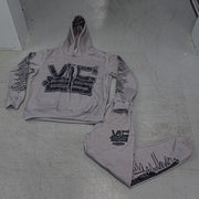 Relaxed Street Print Sport Hoodie Two-Piece Set