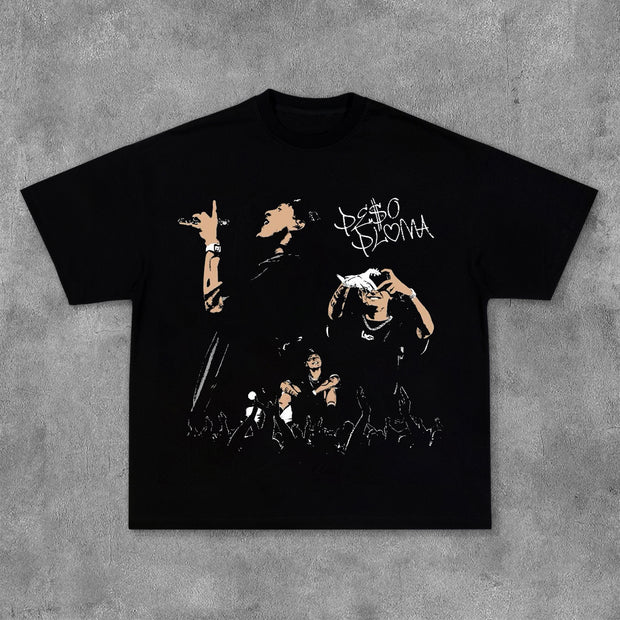 Fashion Character Concert Print Short Sleeve T-Shirt