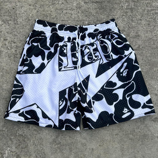 Ape Lucky Star Casual Street Retro Mesh Shorts