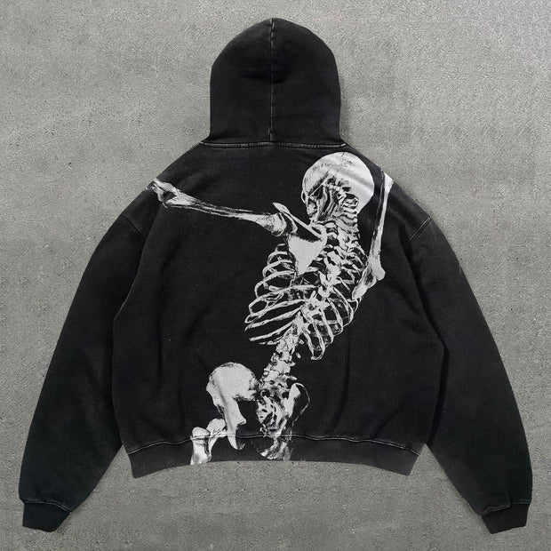 Embrace Skull Print Long Sleeve Hoodies