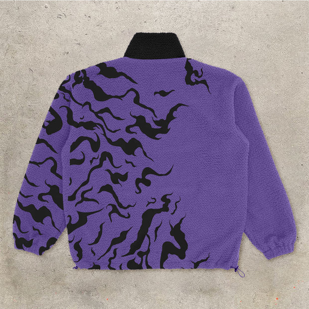 Trendy retro polar fleece turtleneck zipper jacket