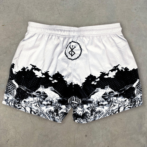 Retro Swordsman Anime Print Shorts