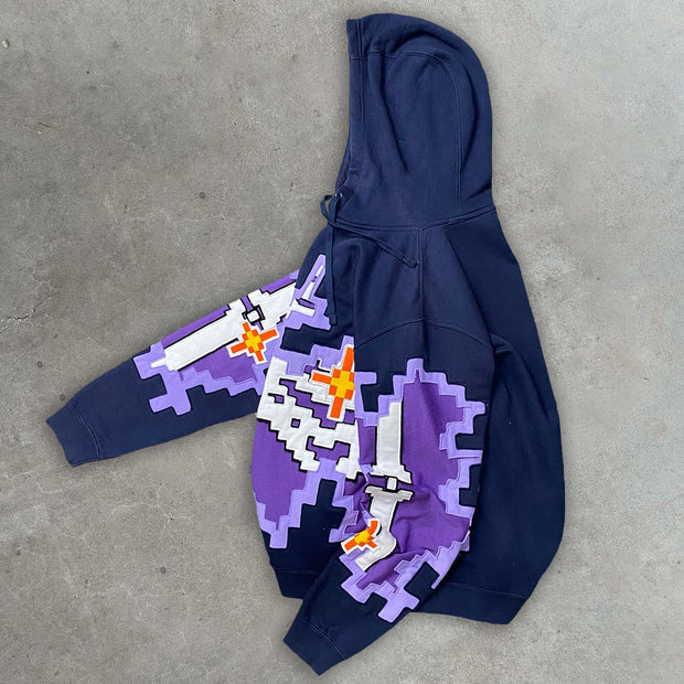 Pixel Skull Casual Street Hoodie