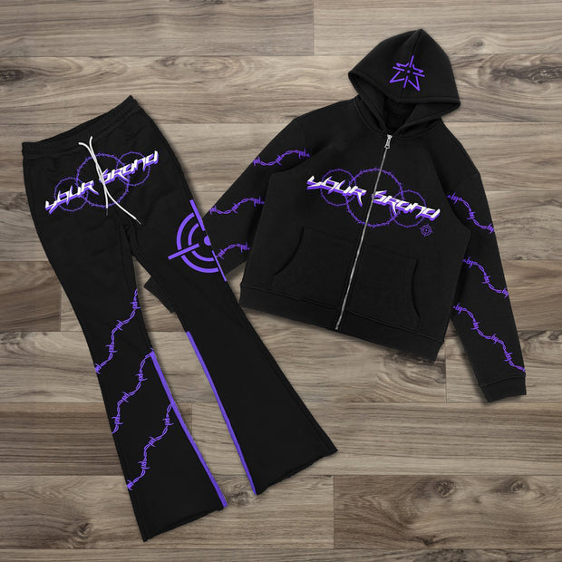 Casual Streetwear Zip Hoodie Two-Piece Set