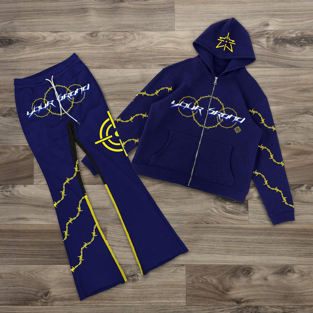 Casual Streetwear Zip Hoodie Two-Piece Set