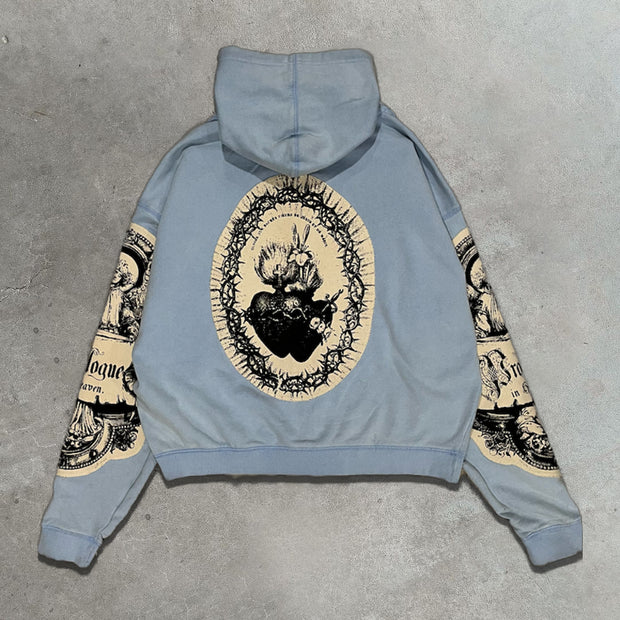 Paradise Patch Print Zip Hoodie