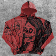 Statement Skull Print Long Sleeve Hoodie