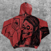 Statement Skull Print Long Sleeve Hoodie