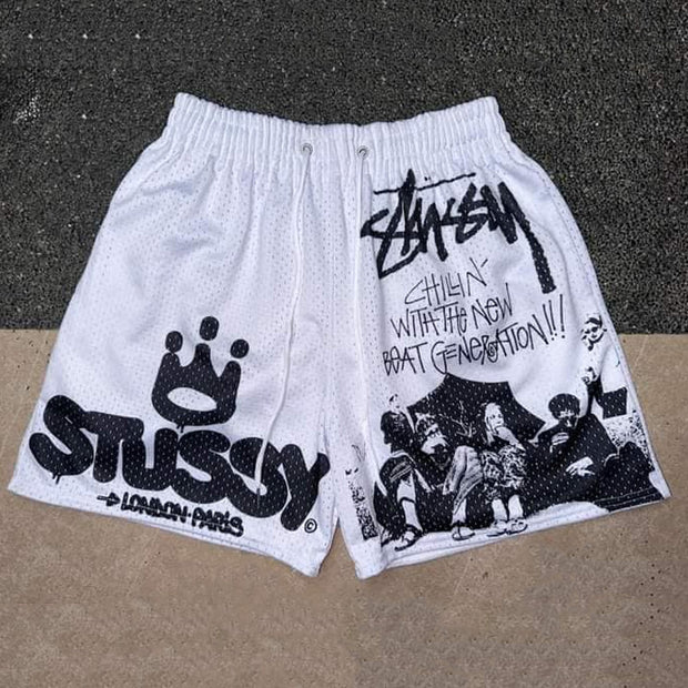 Trendy Street Casual Retro Mesh Shorts