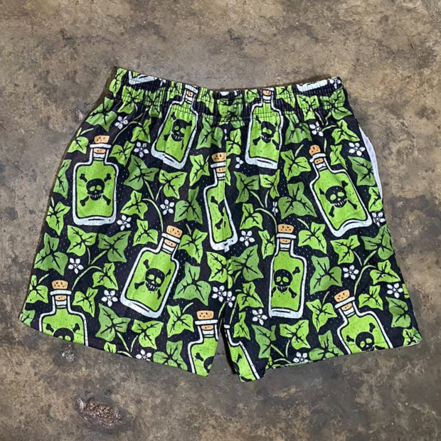No Bad Vibes Print Mesh Shorts