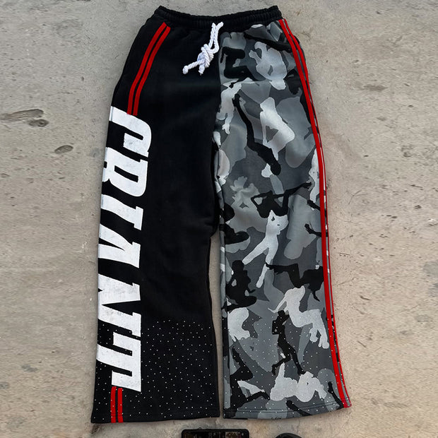 Vintage camouflage rhinestone print trousers