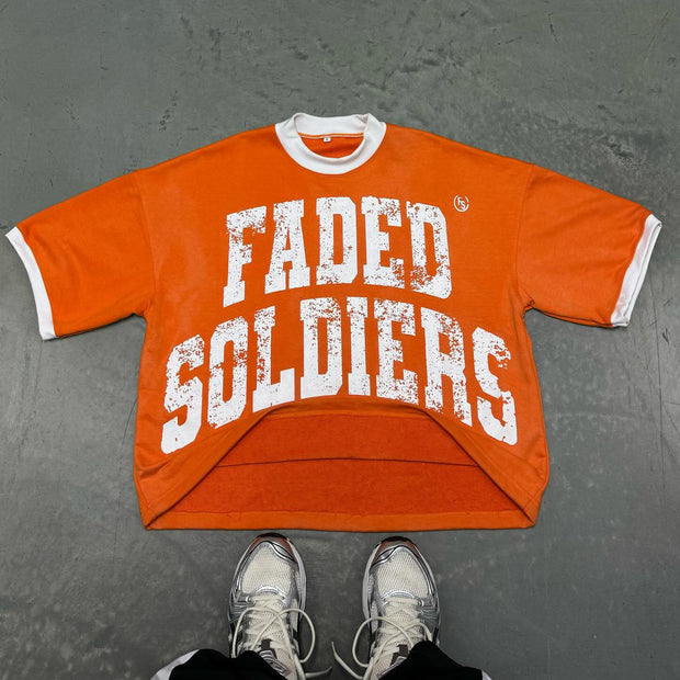 Casual Streetwear Faded Soldiers Printed T-shirt