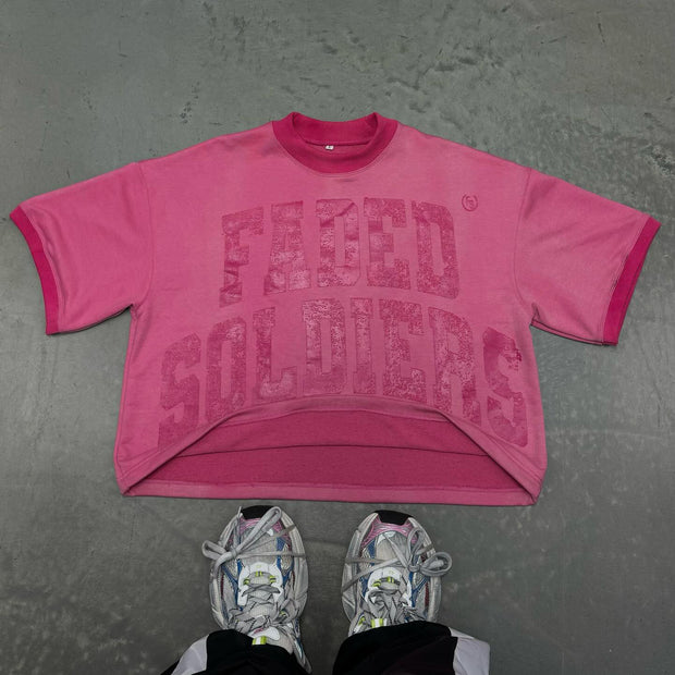 Casual Streetwear Faded Soldiers Printed T-shirt