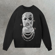 Diamond Masked Girl Printed Round Neck Sweatshirt