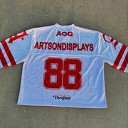 No.88 Printed Splicing V-neck Jersey T-shirt
