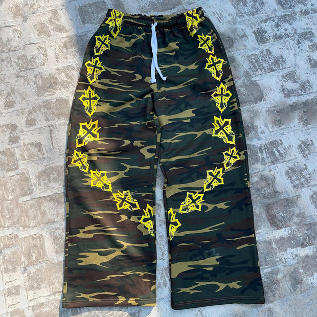 Cross casual street retro wide-leg sweat pants