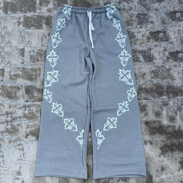 Cross casual street retro wide-leg sweat pants